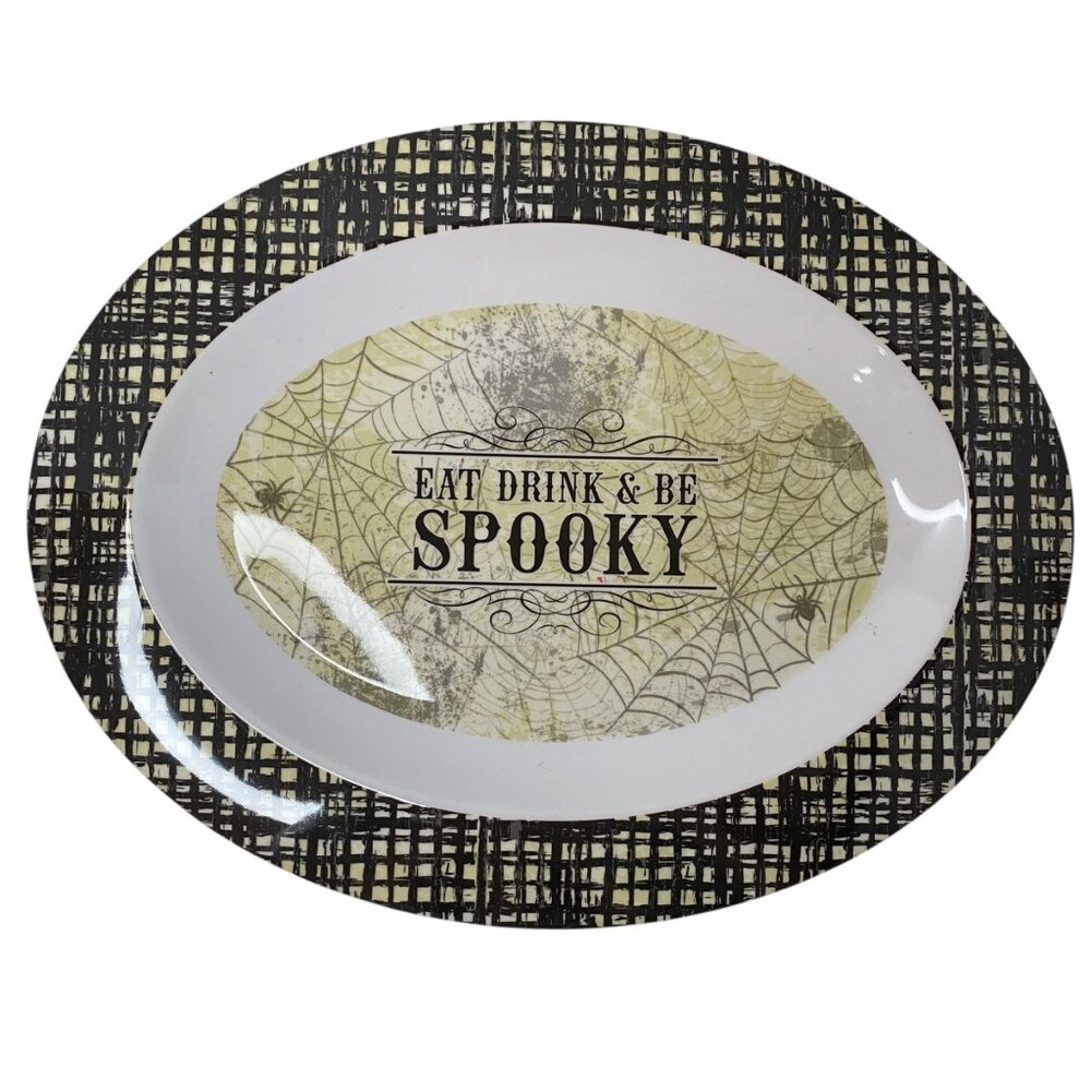 Eat Drink & Be Spooky Oval‎ Melamine Halloween Serving Platter 17" X 14"